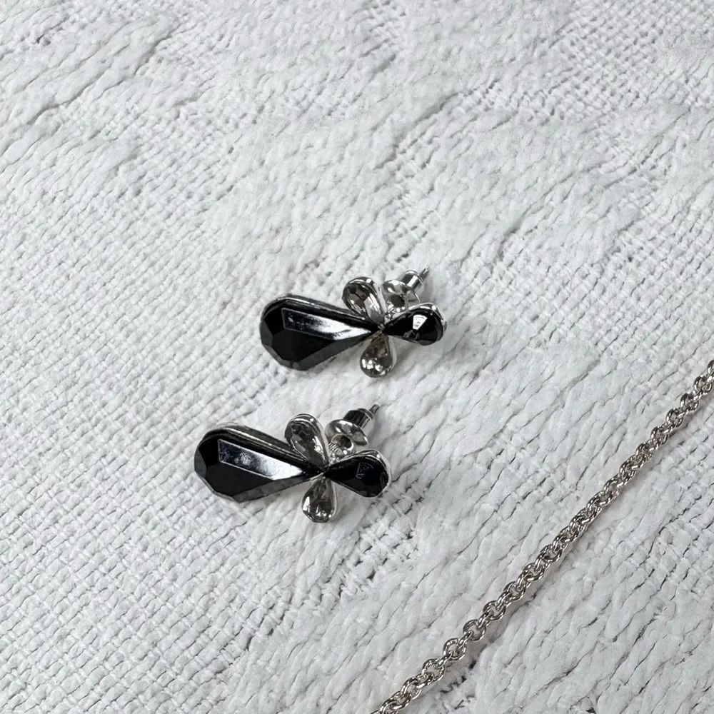 Elegant Silver and Black Jewelry Set
